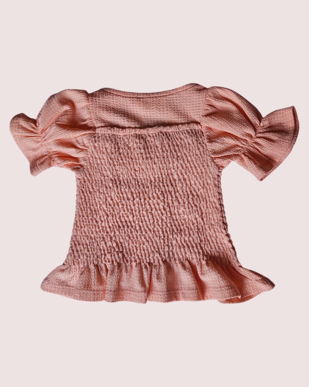 Monkey Bars smocked cap sleeve tee in a super cute peach colour 2-3T