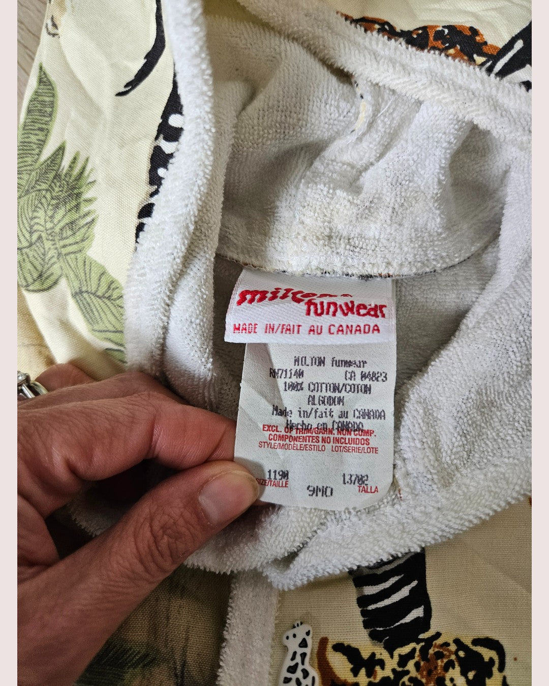 Vintage Milton Funwear safari print terry cover up 9m
