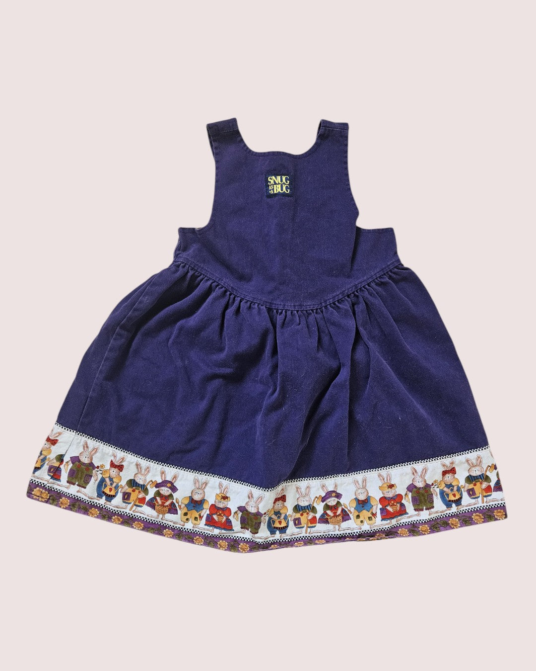 Vintage snug as a bug bunny dress 2-3y