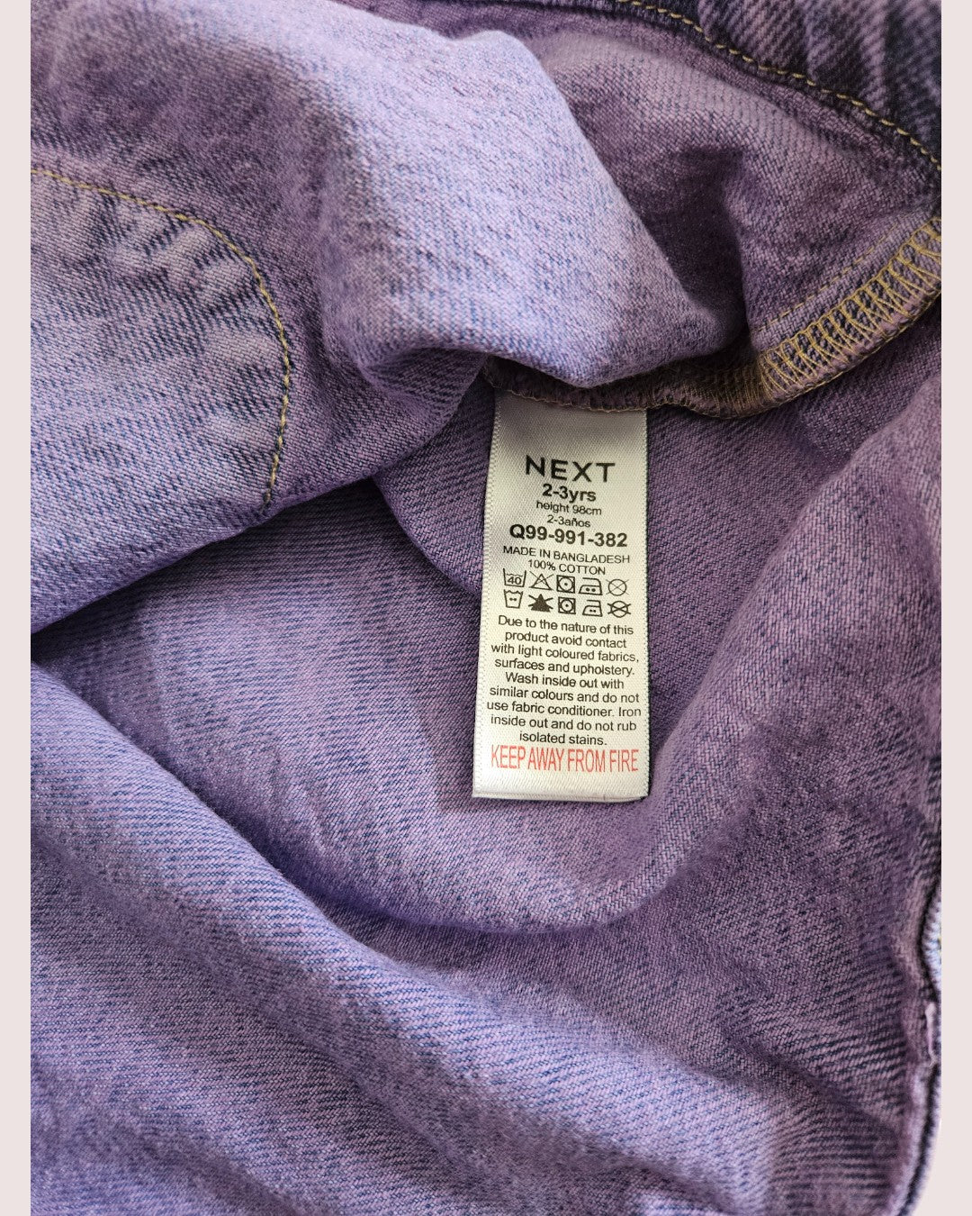 Purple acid wash jean dress 2-3T