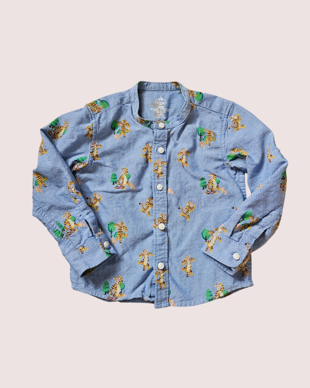 Disney Winnie the Pooh Tigger chambray button up shirt 18-24M