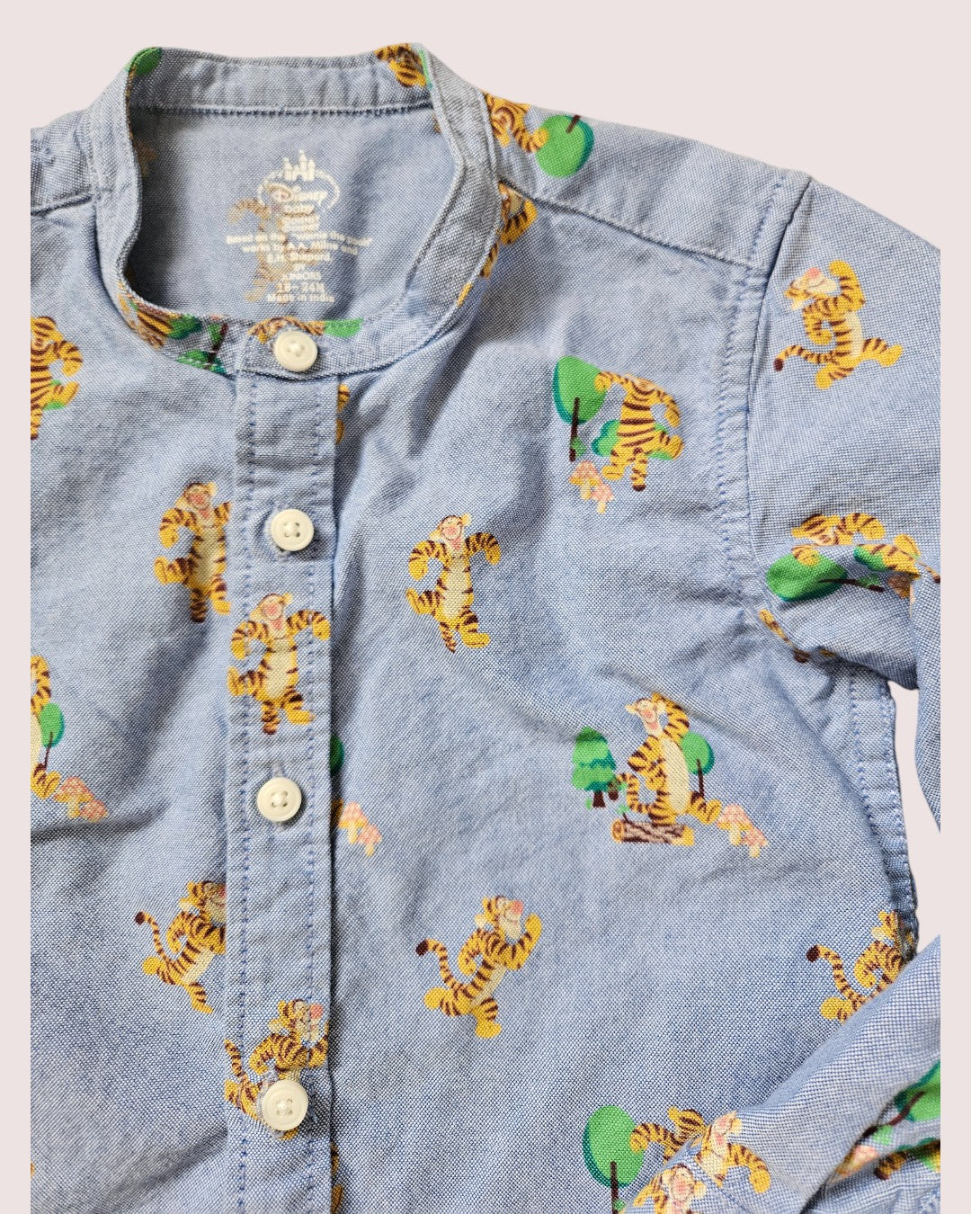 Disney Winnie the Pooh Tigger chambray button up shirt 18-24M
