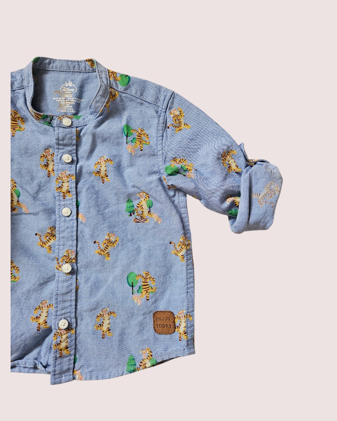 Disney Winnie the Pooh Tigger chambray button up shirt 18-24M