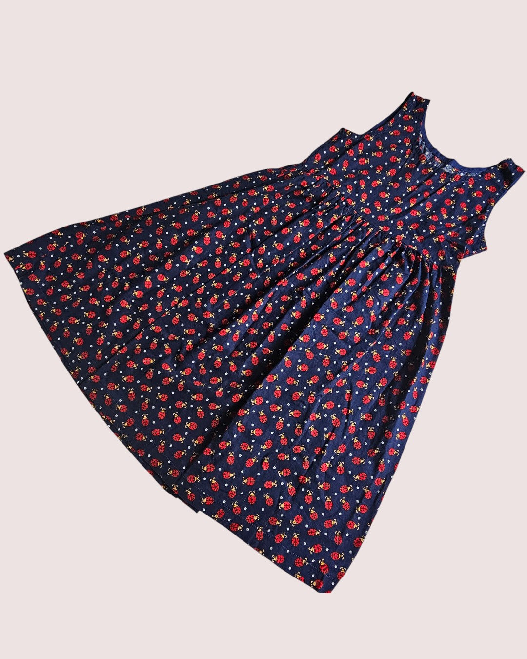 Handmade ladybug dress, approx 8Y