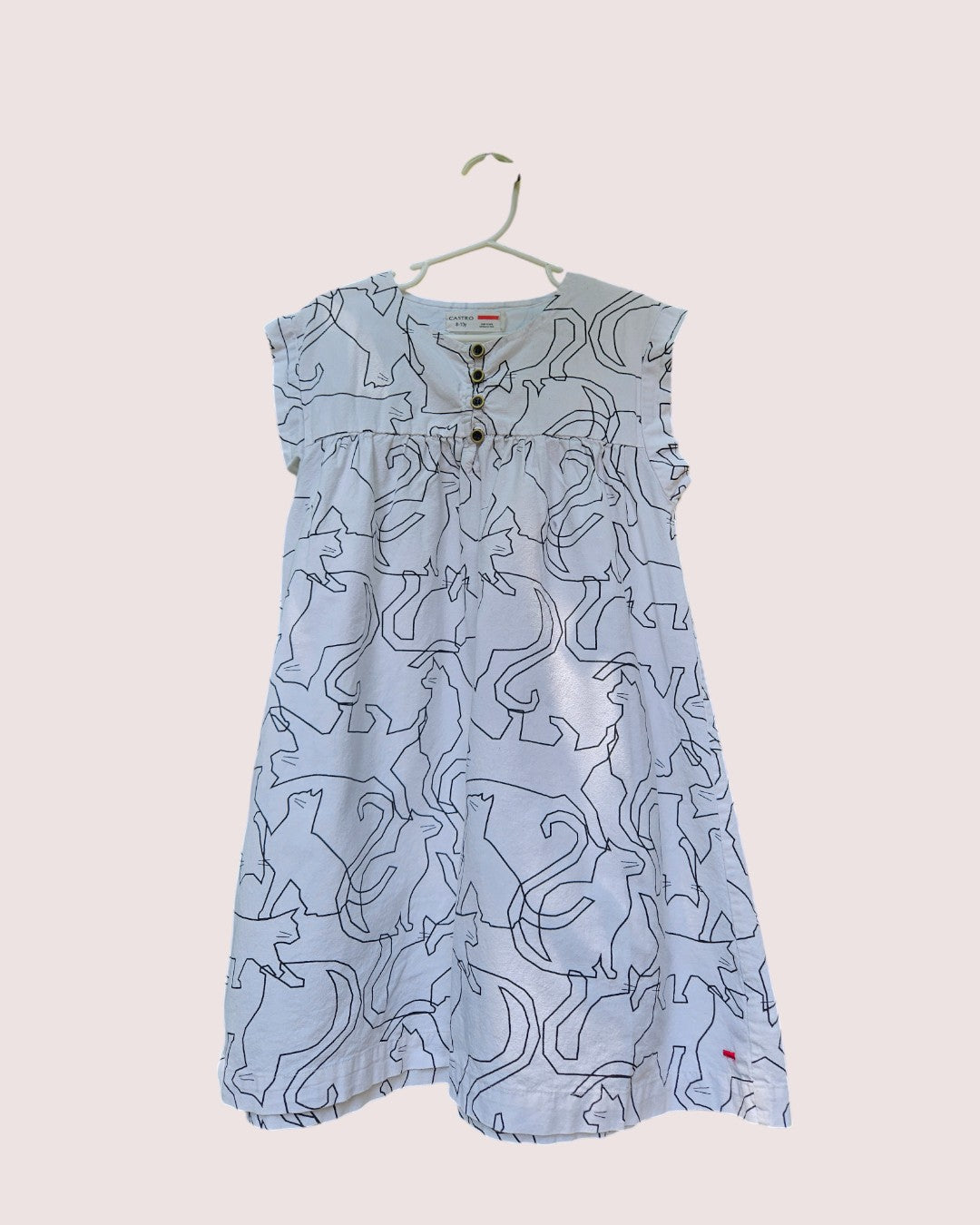 Modern cat print dress Size 8-10y