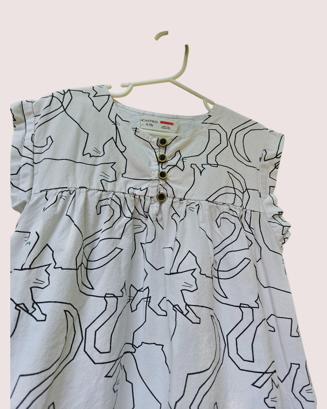 Modern cat print dress Size 8-10y