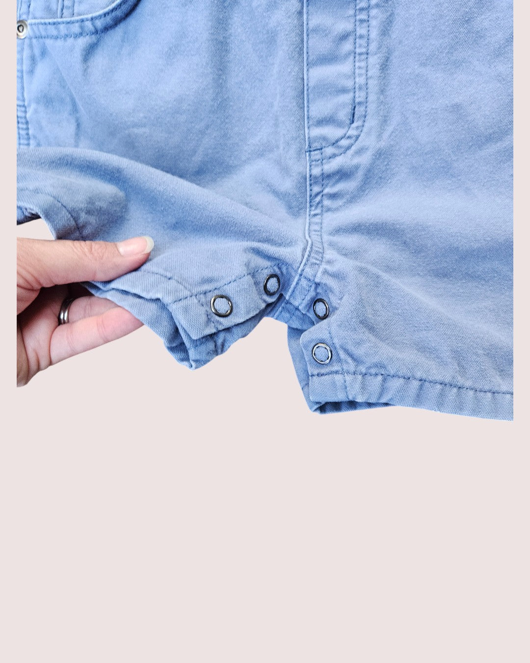 Vintage Lands End Roveralls shortalls in pale blue/grey colour Tagged 4T