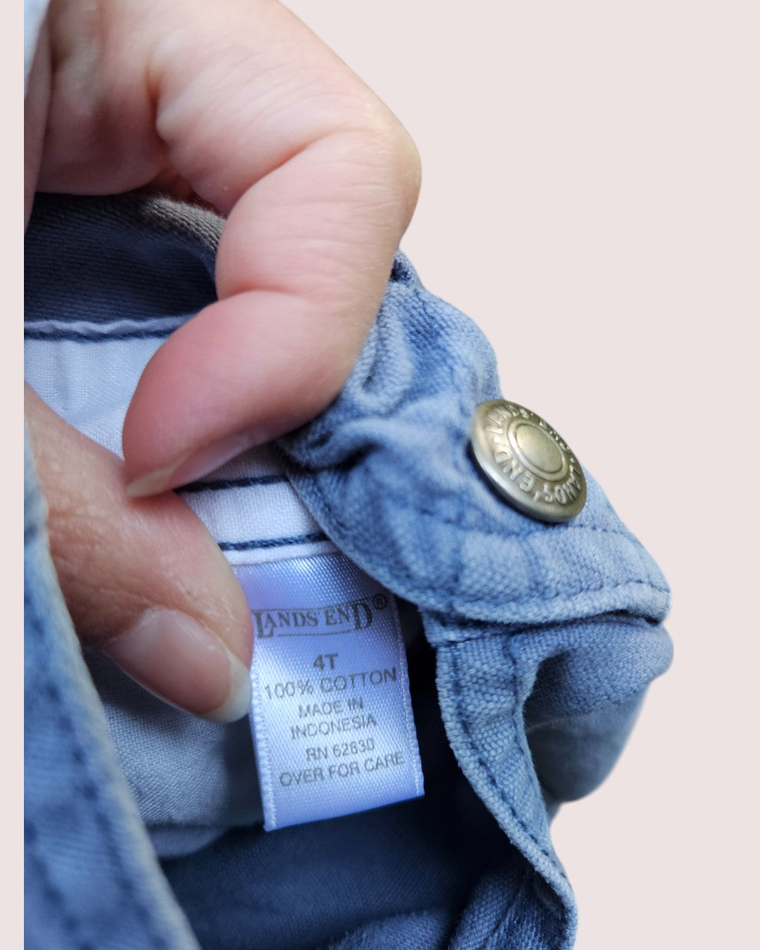 Vintage Lands End Roveralls shortalls in pale blue/grey colour Tagged 4T