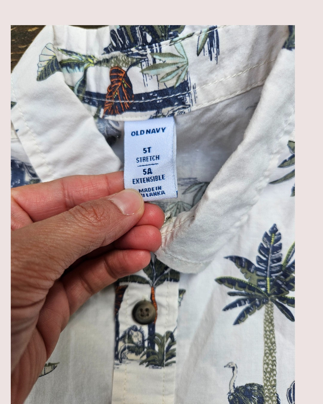 Old Navy tropical button up shirt 5T