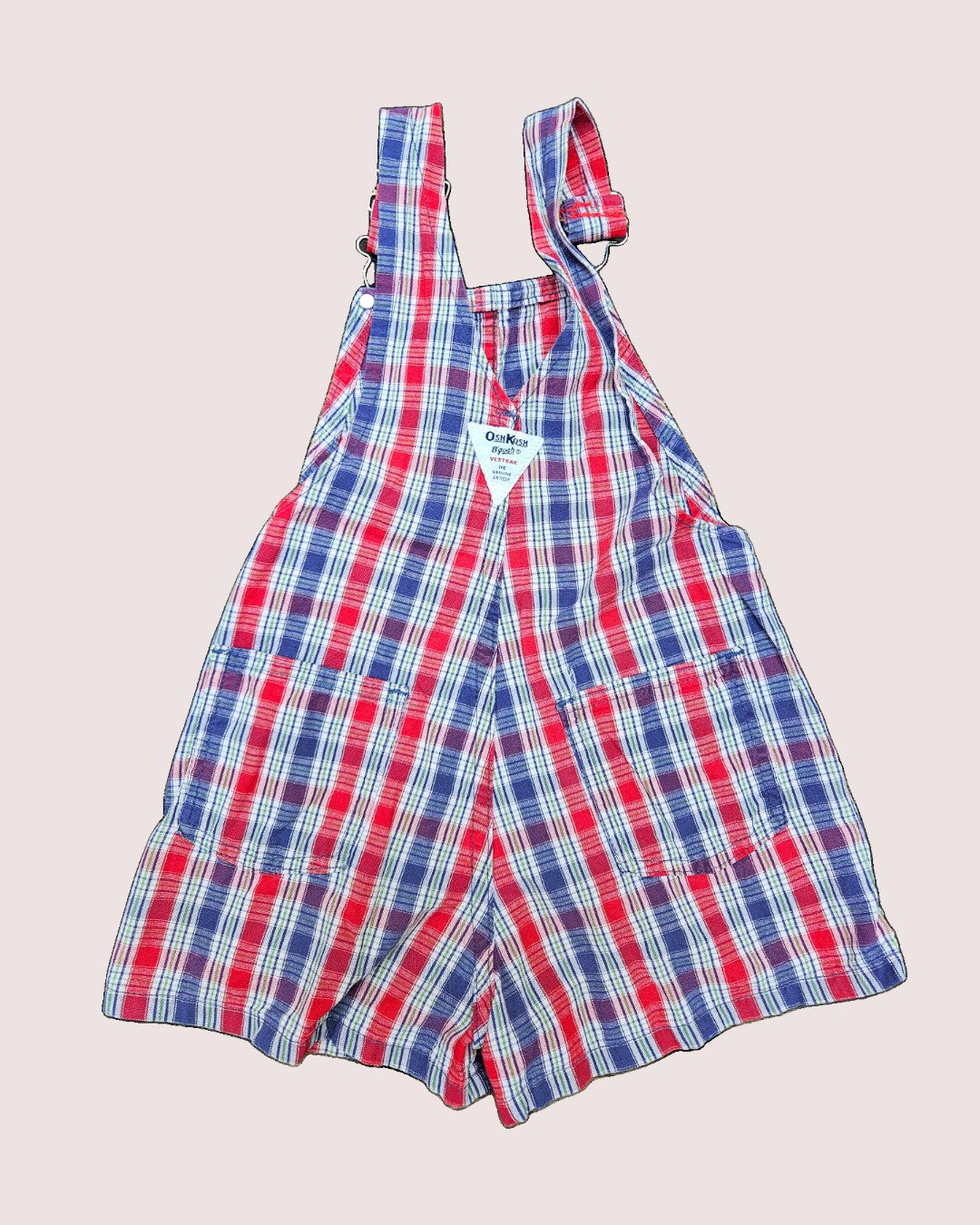 Vintage Oshkosh plaid shortalls Tagged 5