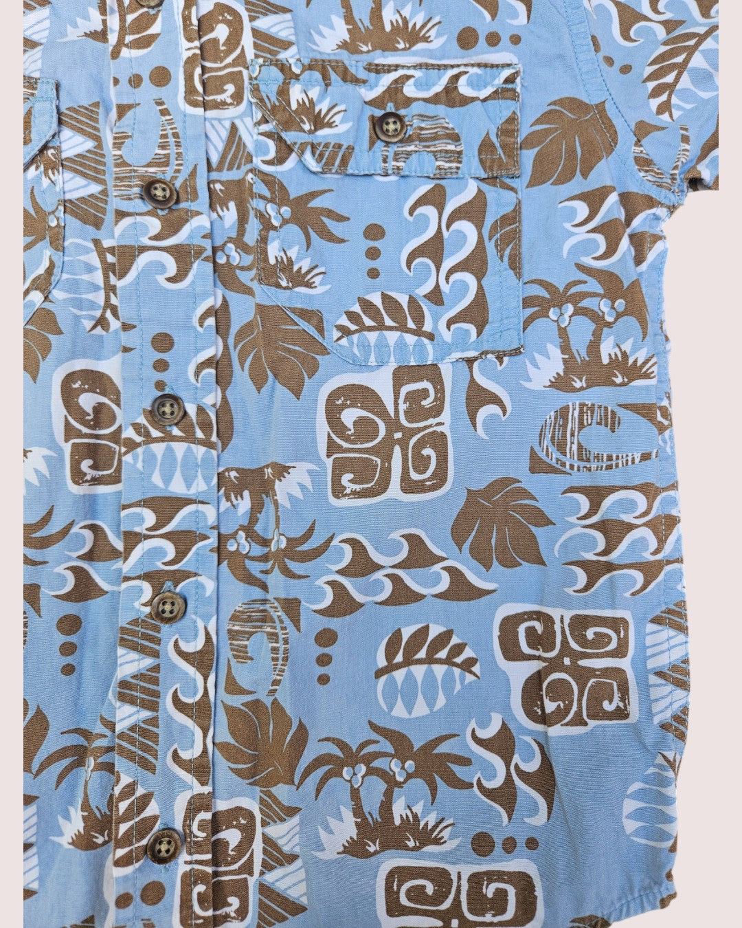 Retro tropical print short sleeve button up 5T