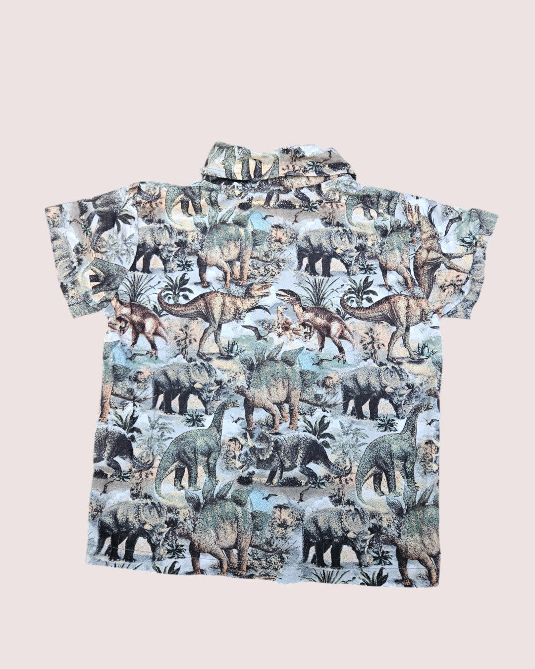 Vintage Little Things by Anna dino print button short sleeve shirt 5T