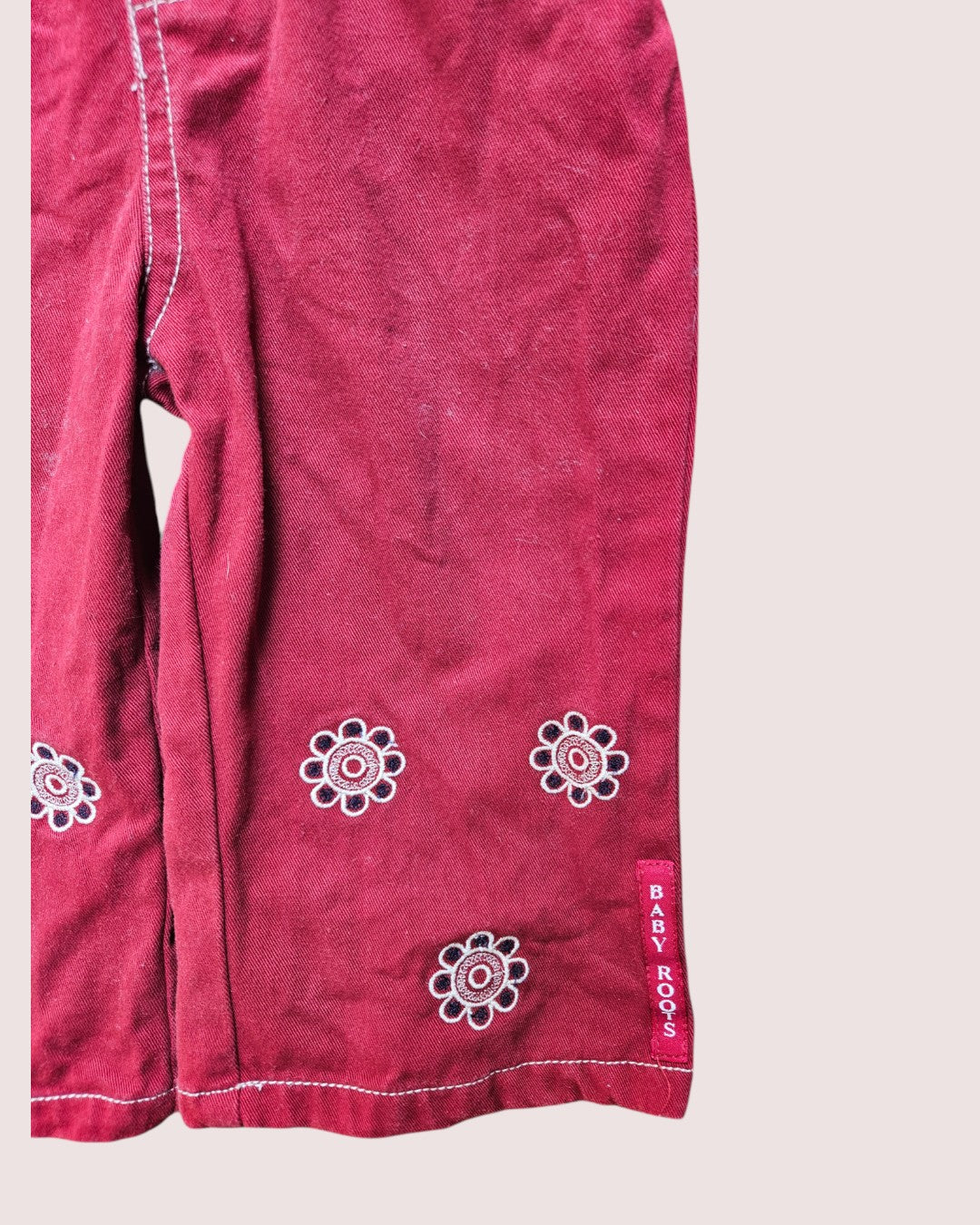Vintage Baby Roots floral embroidery overalls 18-24M