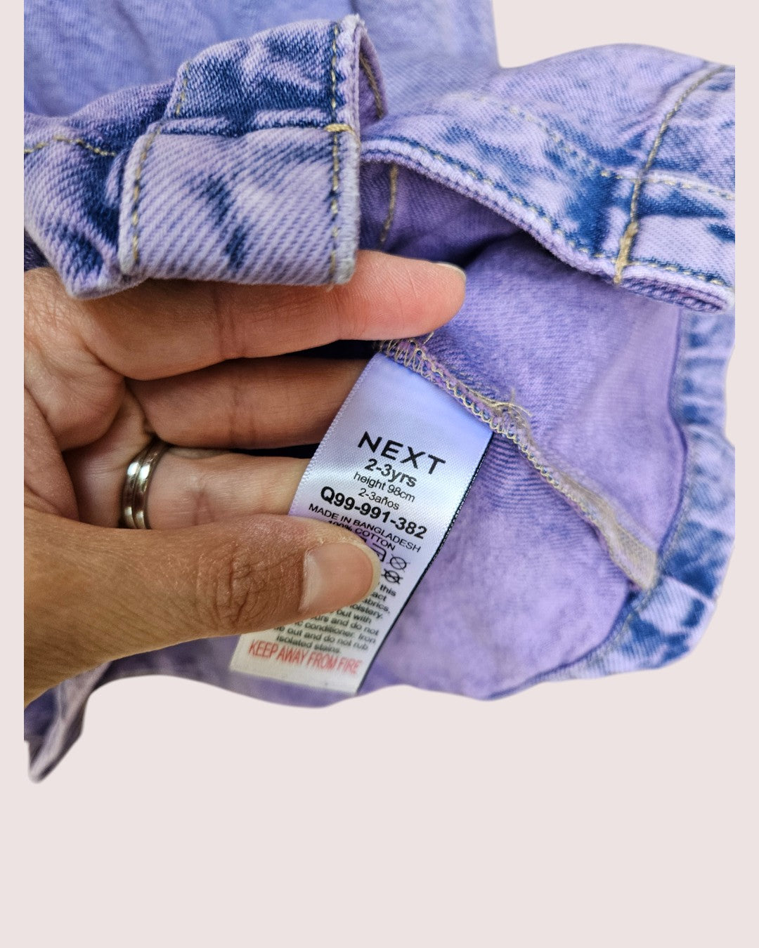 Next purple acid wash dress 2-3Y