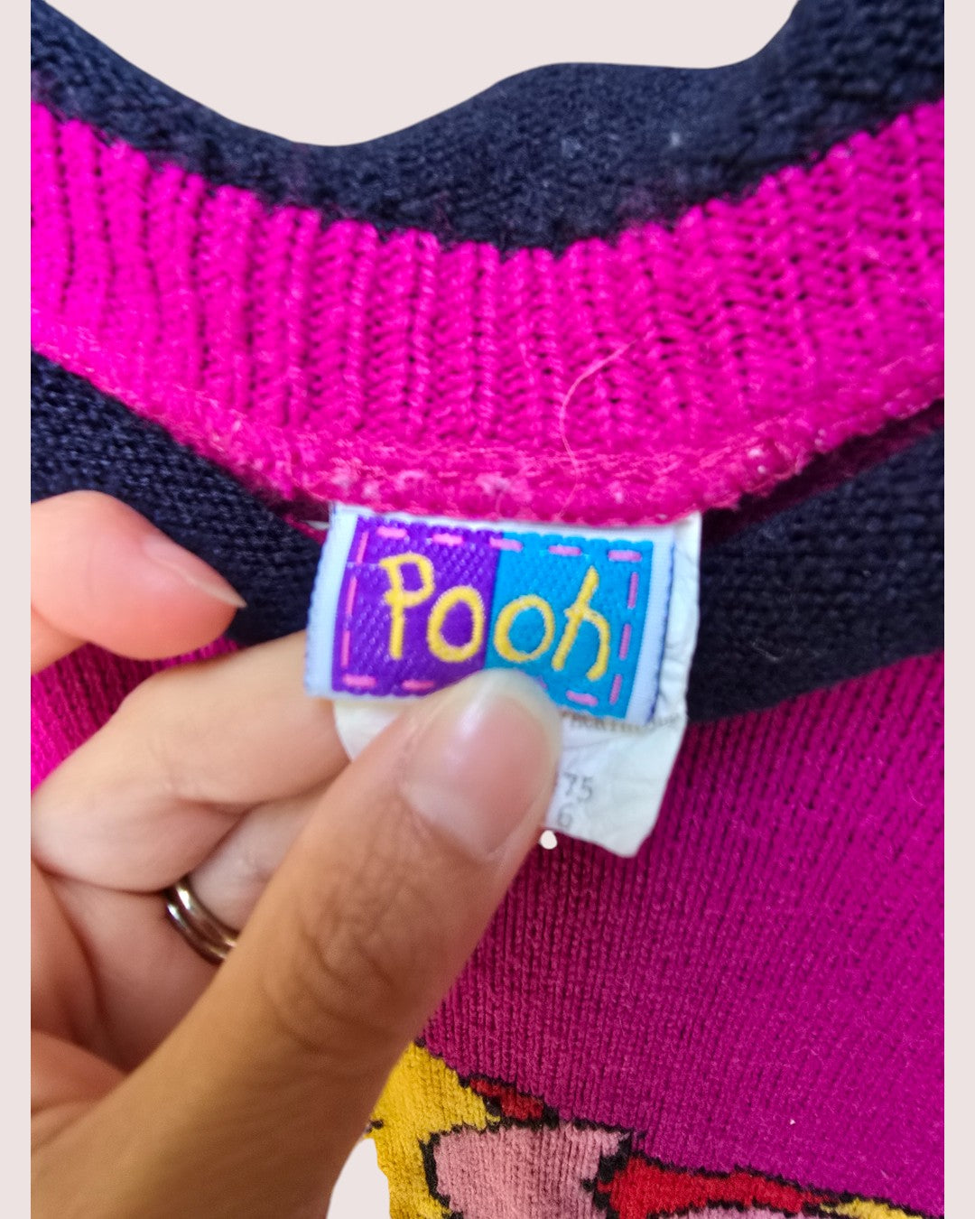 Vintage Pooh and piglet knit sweater with roll collar Tagged 6