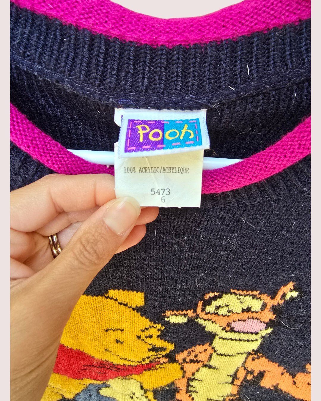 Vintage Disney Pooh and Tigger knit sweater with roll collar Tagged 6Y