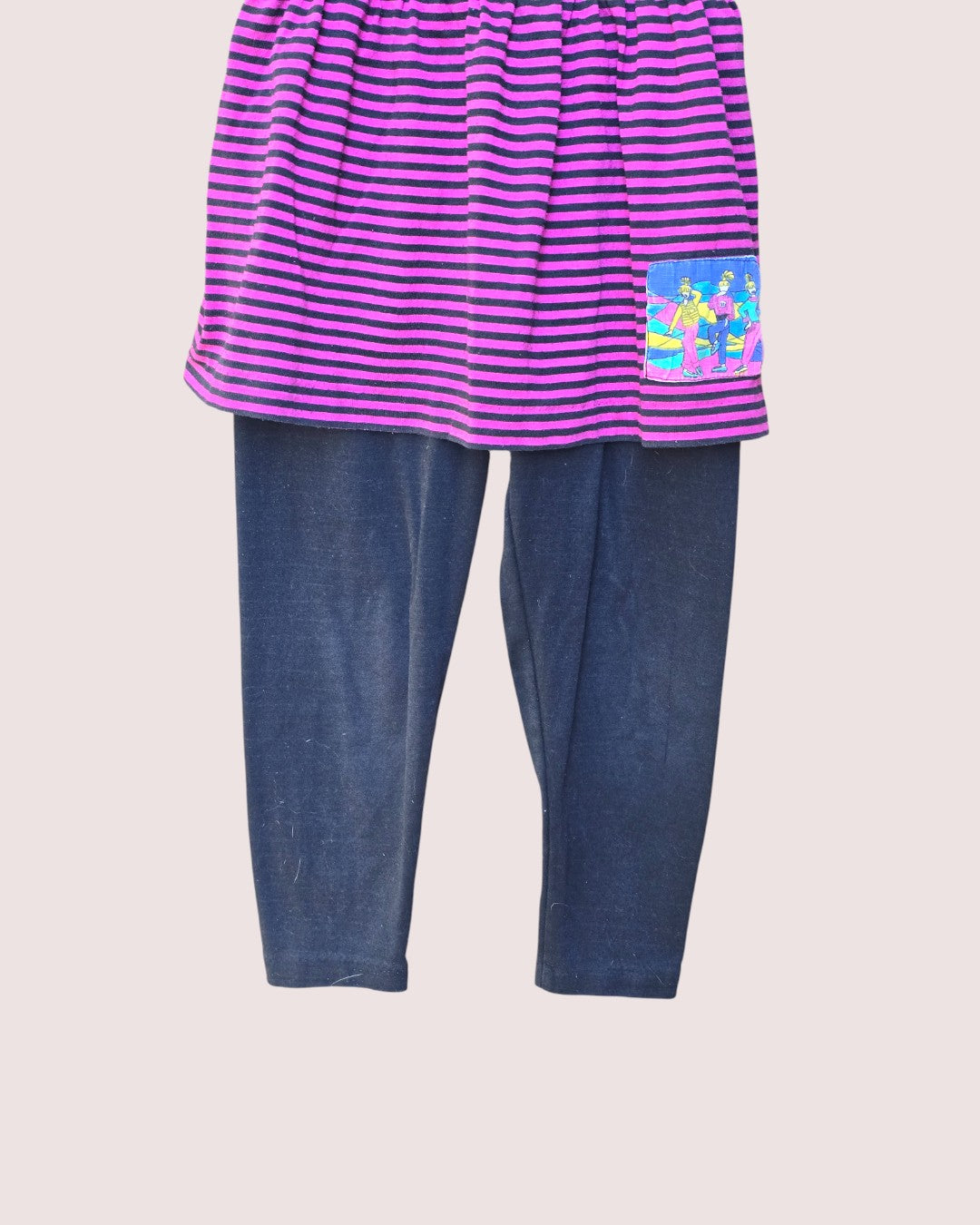 Vintage 90s skirt and leggings combo with matching turtleneck 6-8Y