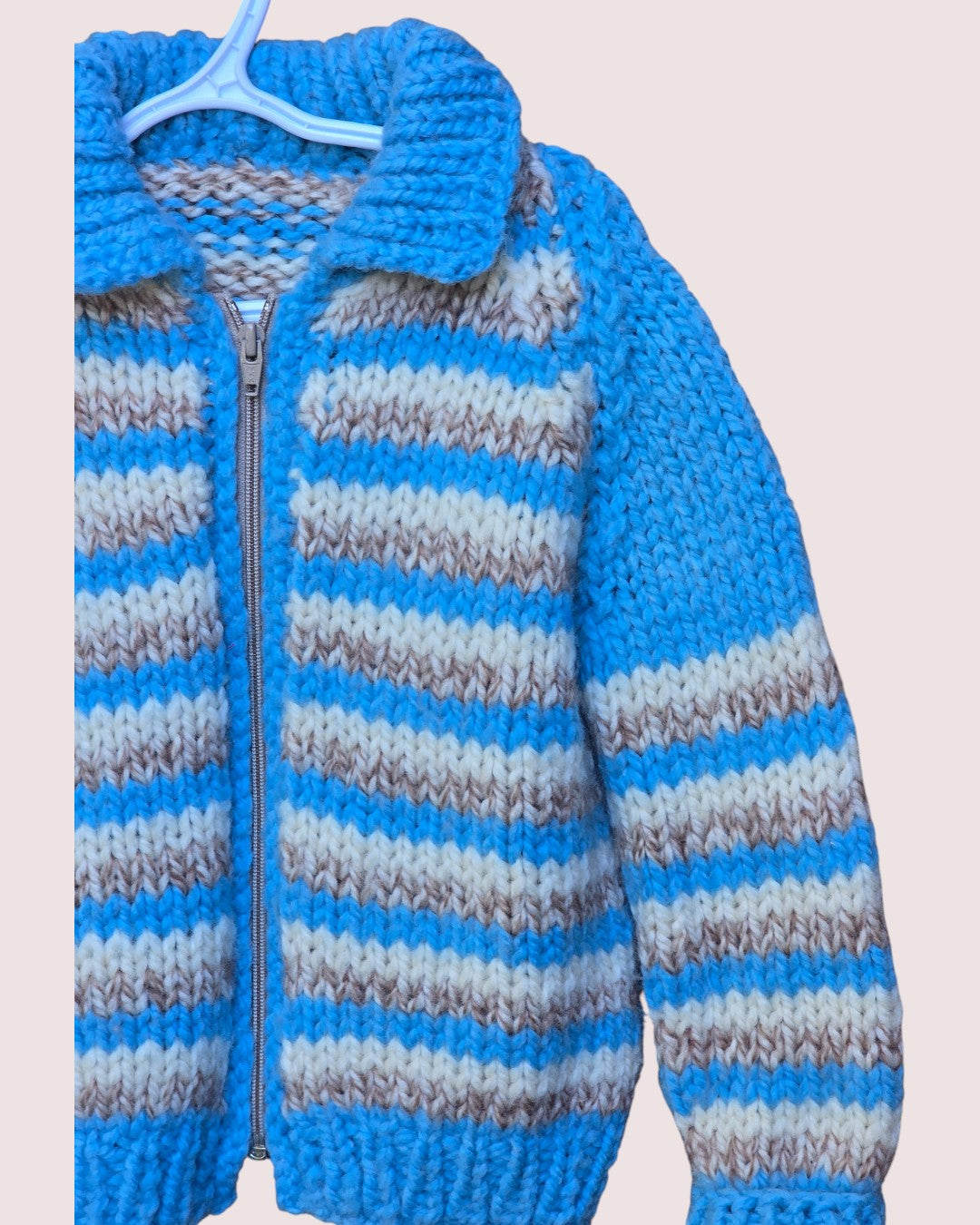 Handknit zip cardigan 4-6T