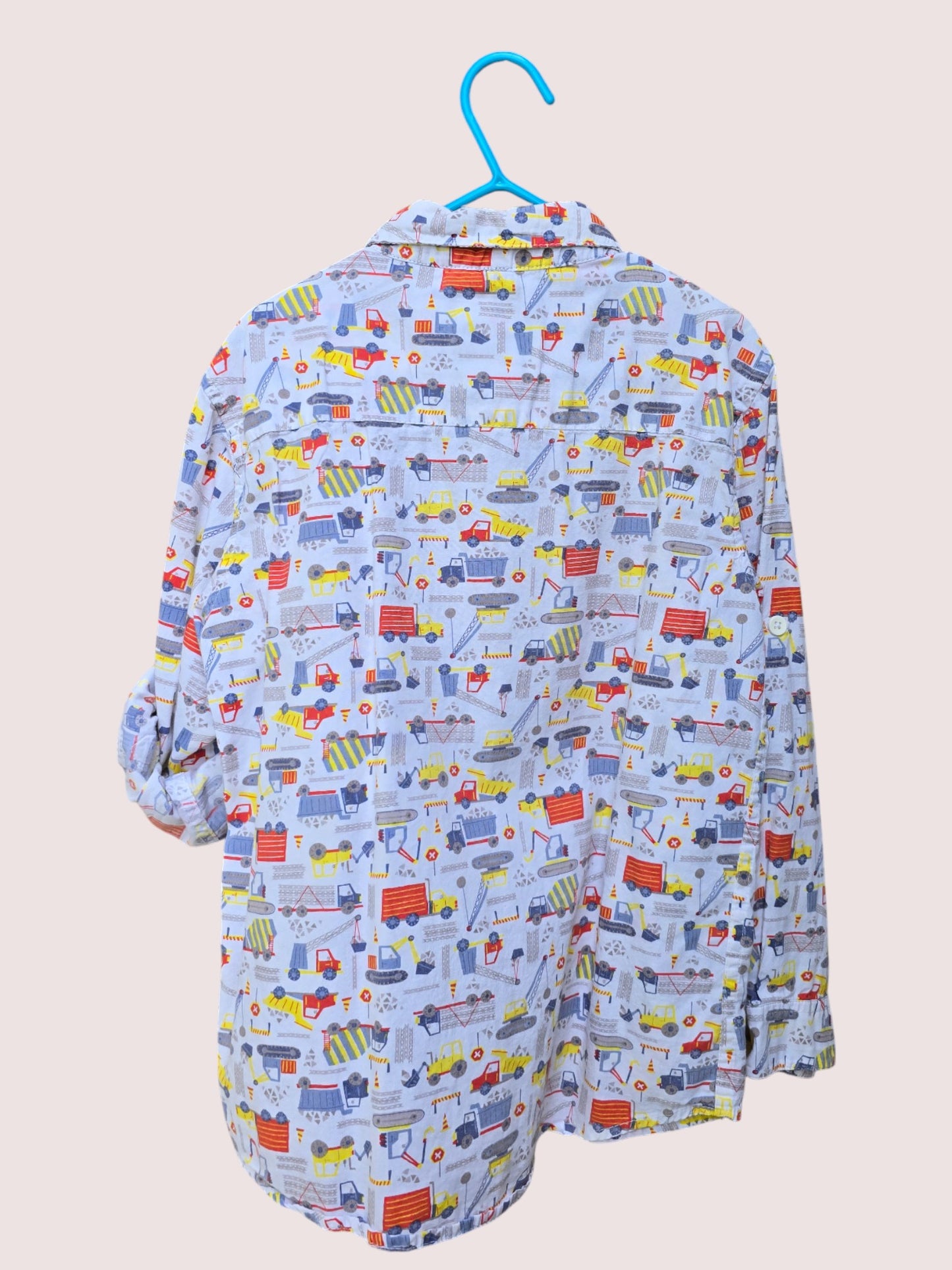 Construction vehicle long sleeve button up shirt Size 8