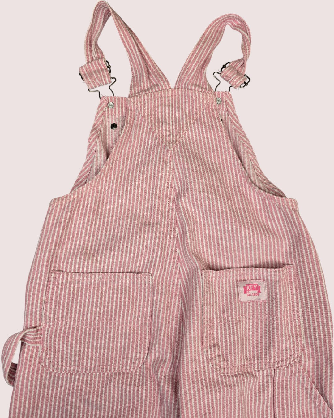 Key brand pink hickory stripe overalls Size 6