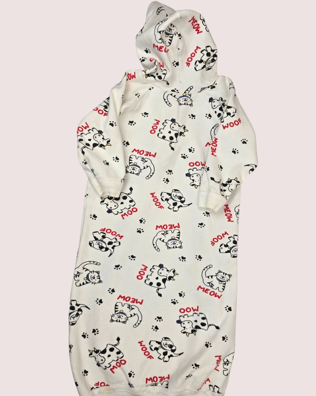 Vintage newborn sleeper cat and dog print