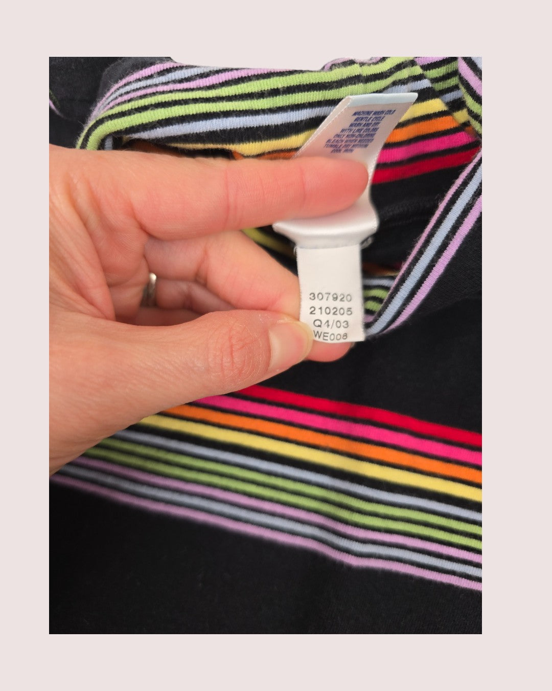 Vintage Nevada denim jumper with rainbow stitching and rainbow turtleneck 4T