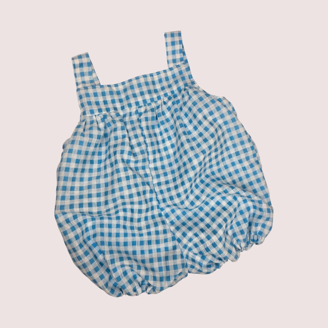 Handmade gingham short romper 12m