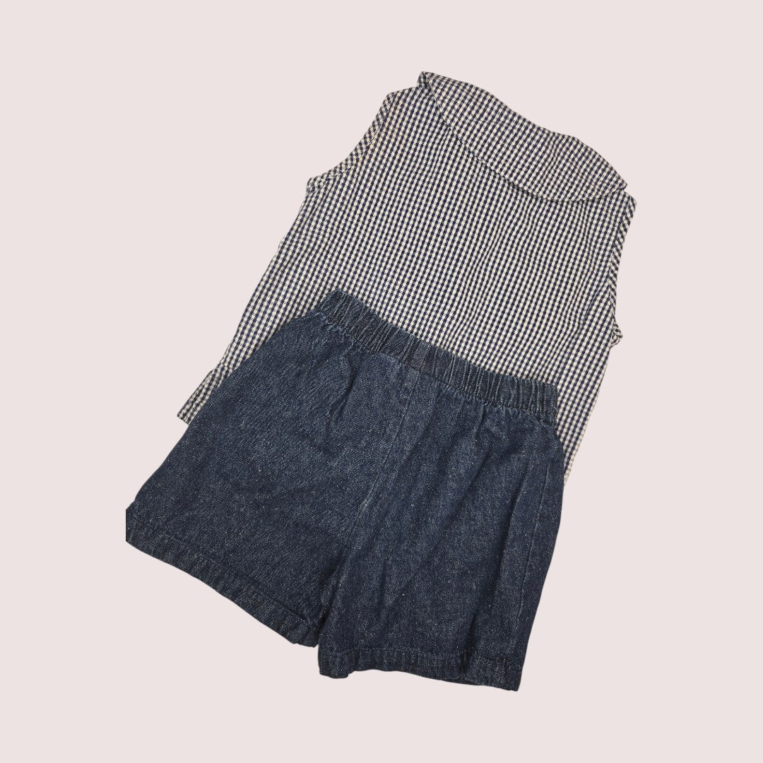 Vintage Bundle 2T Mini Pop sleeveless top with cherry embroidery and Vintage Mini Wear shorts