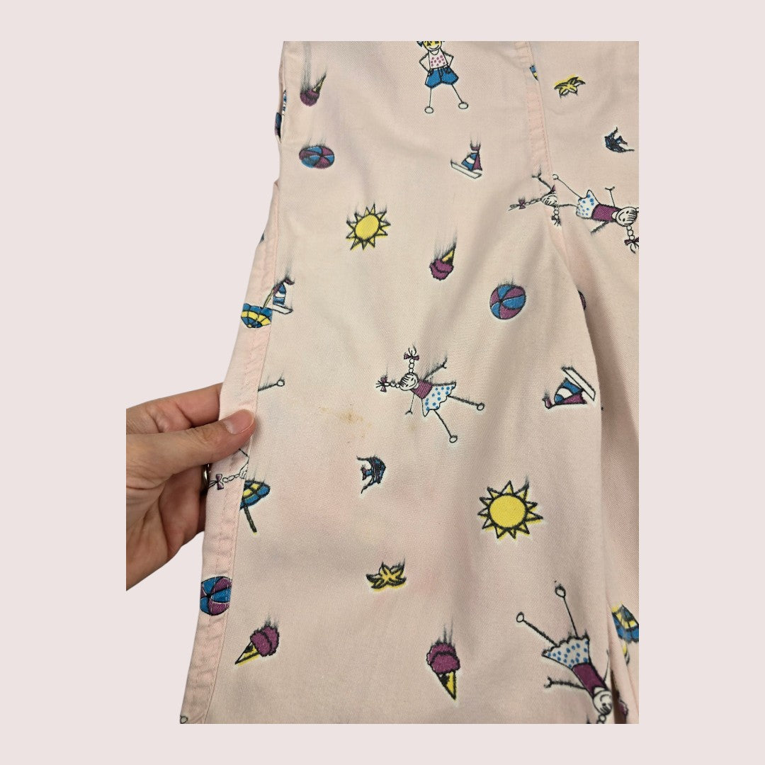 Vintage French Toast beach print overall 2-3T