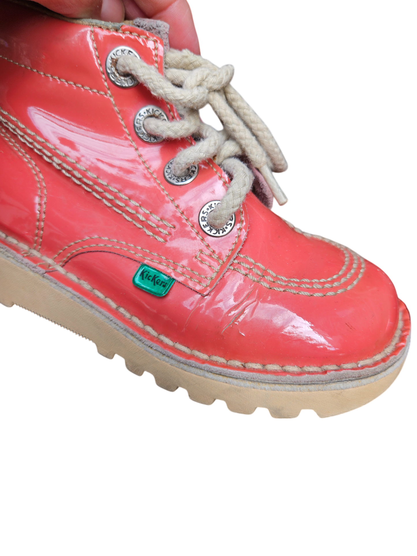 Kickers pink patent leather boots Tagged EU29