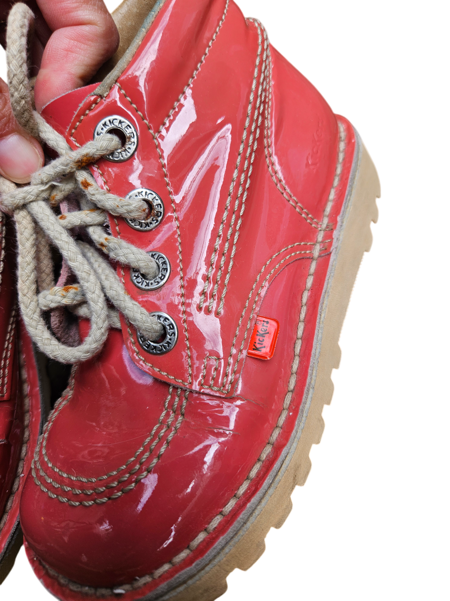 Kickers pink patent leather boots Tagged EU29