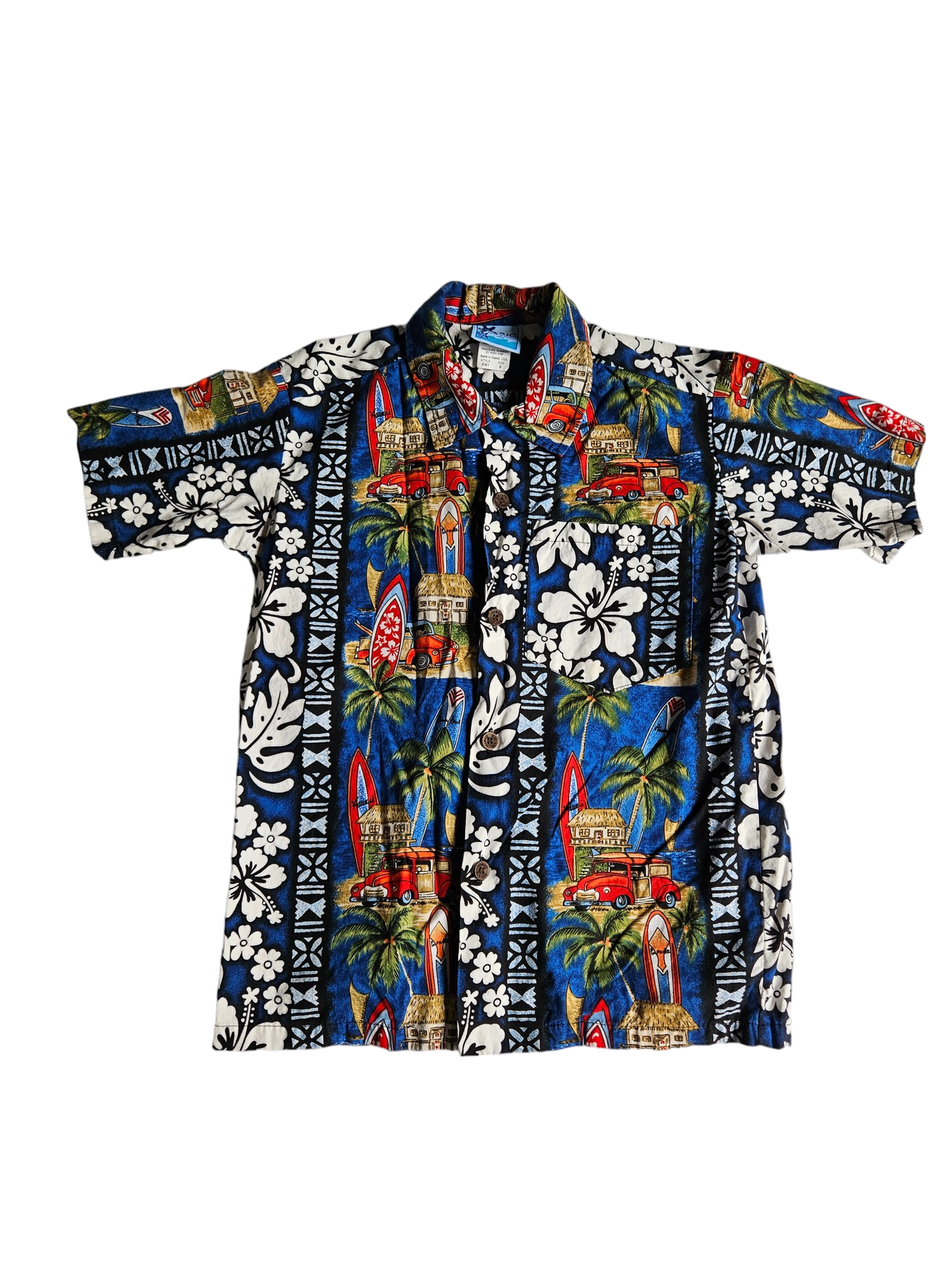 RJC Hawaiian print button up Size 8