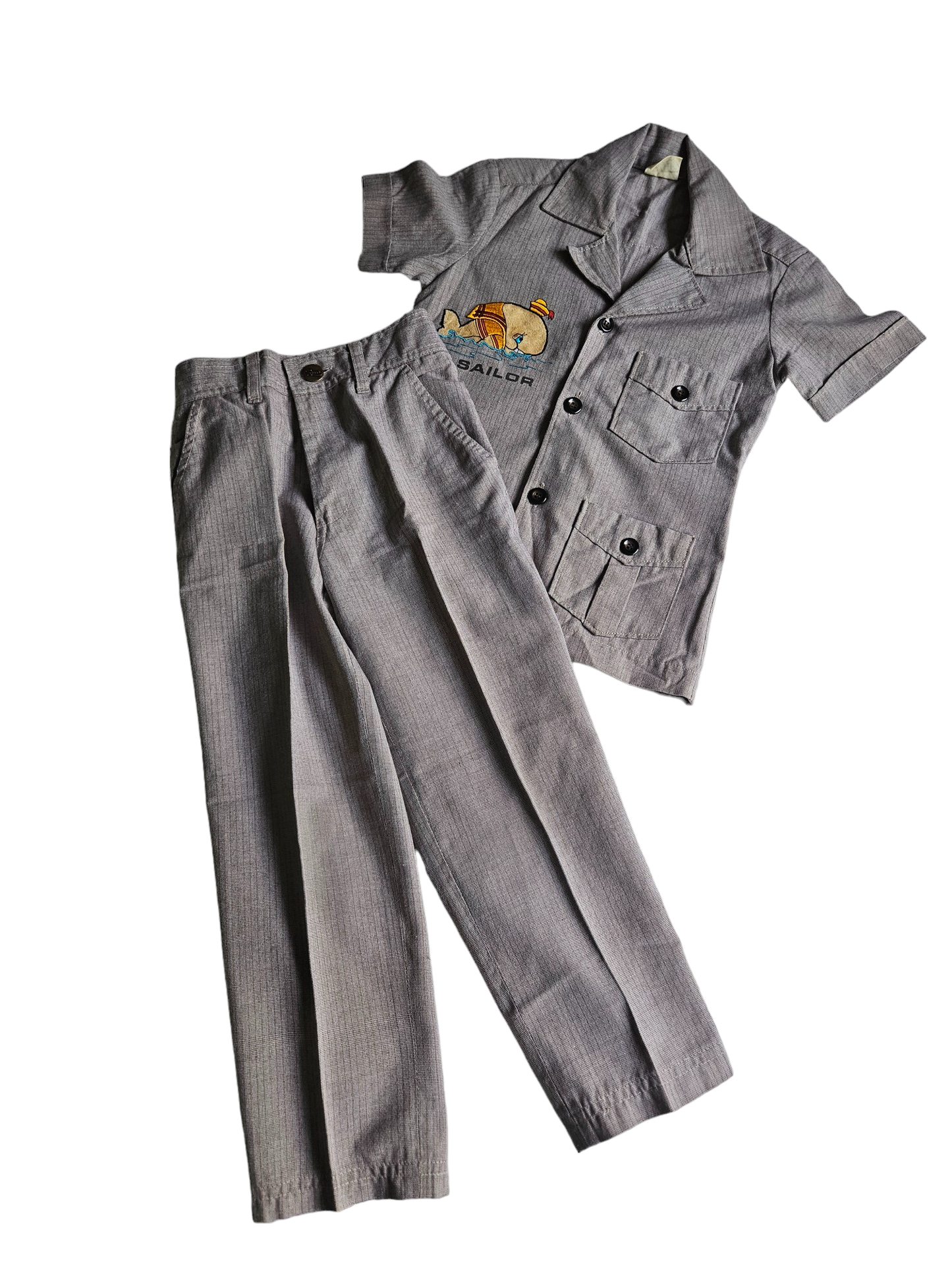 Vintage 70s sailor two piece outfit Tagged S, approx 3-5Y