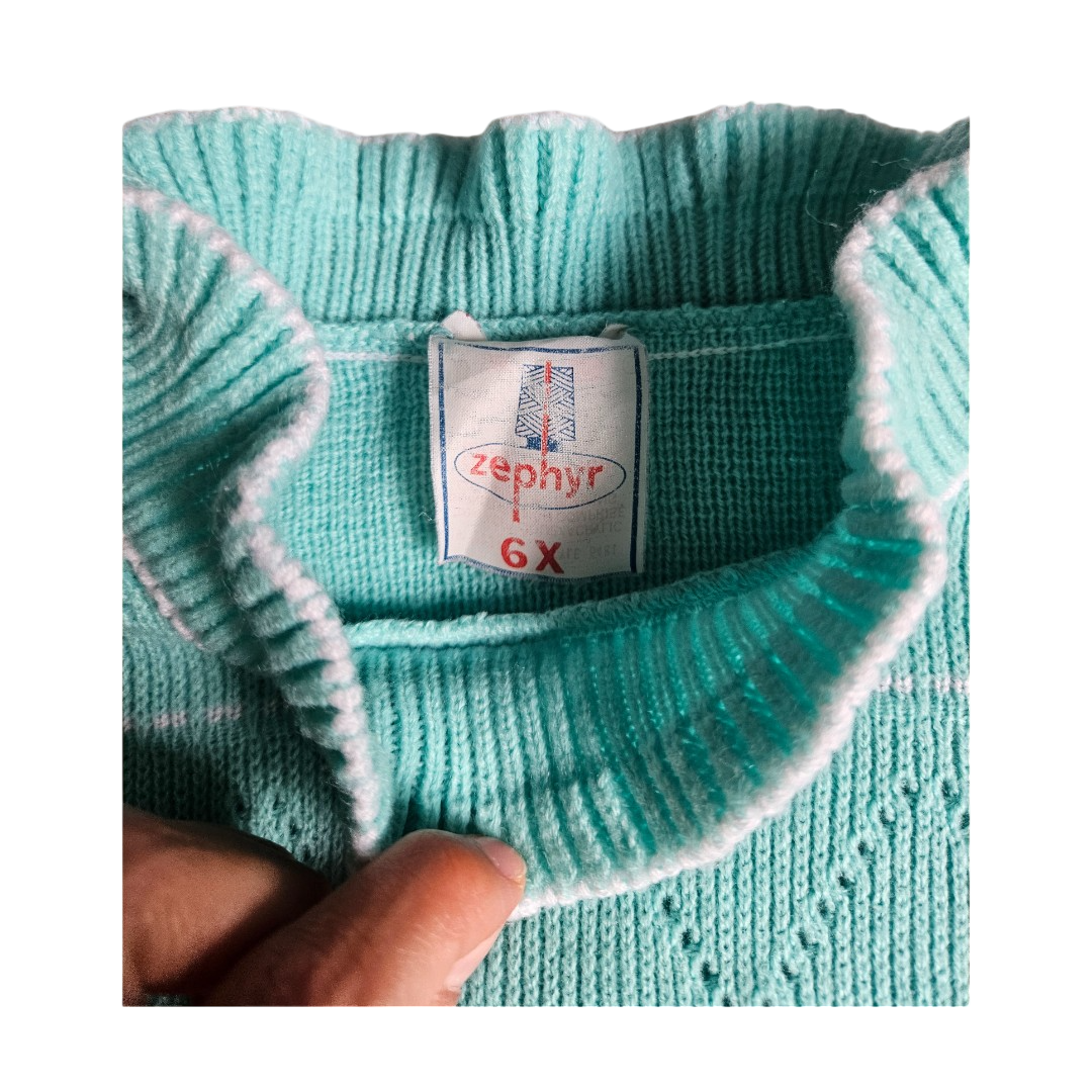 Vintage acrylic knit two piece sweater and skirt set Size 6X