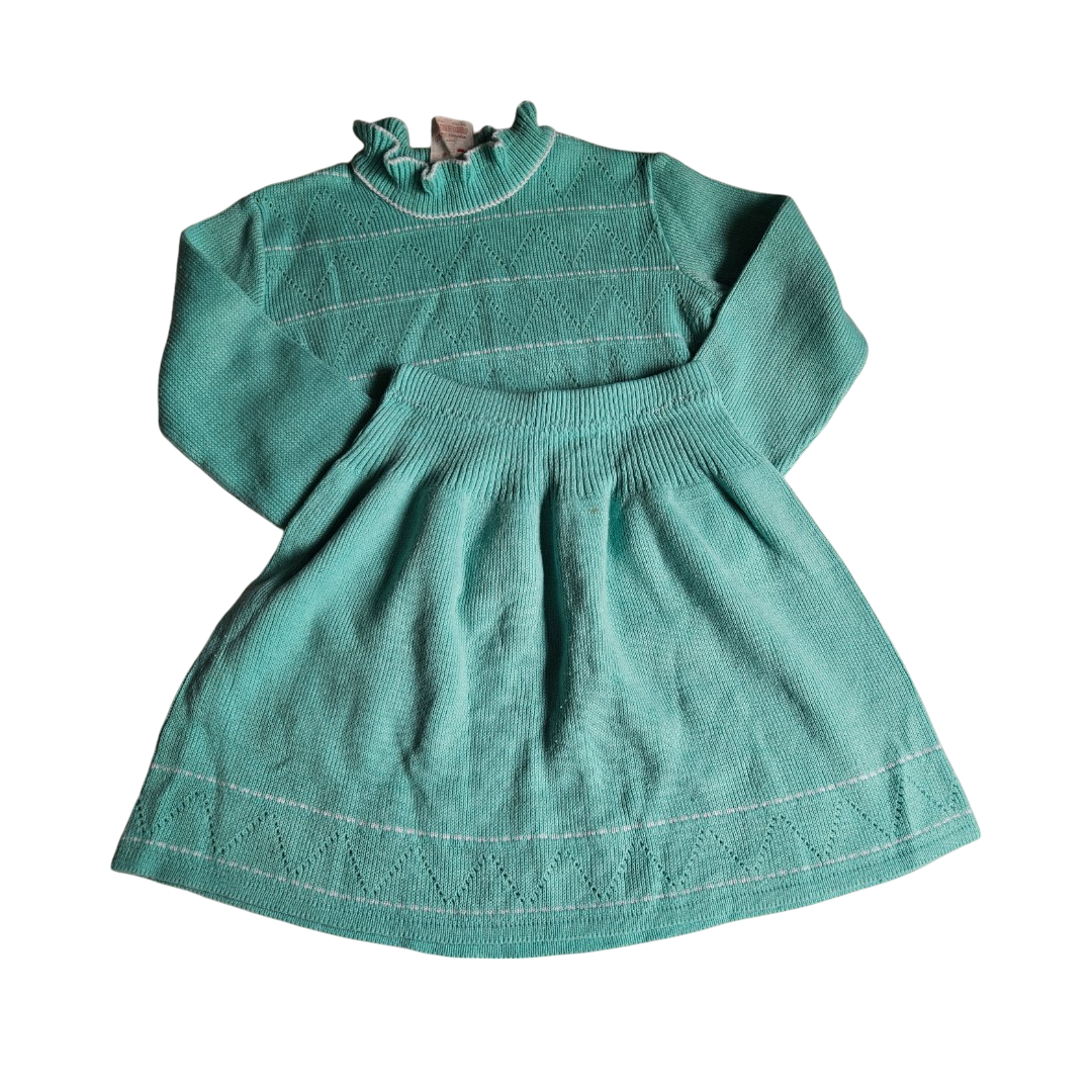 Vintage acrylic knit two piece sweater and skirt set Size 6X