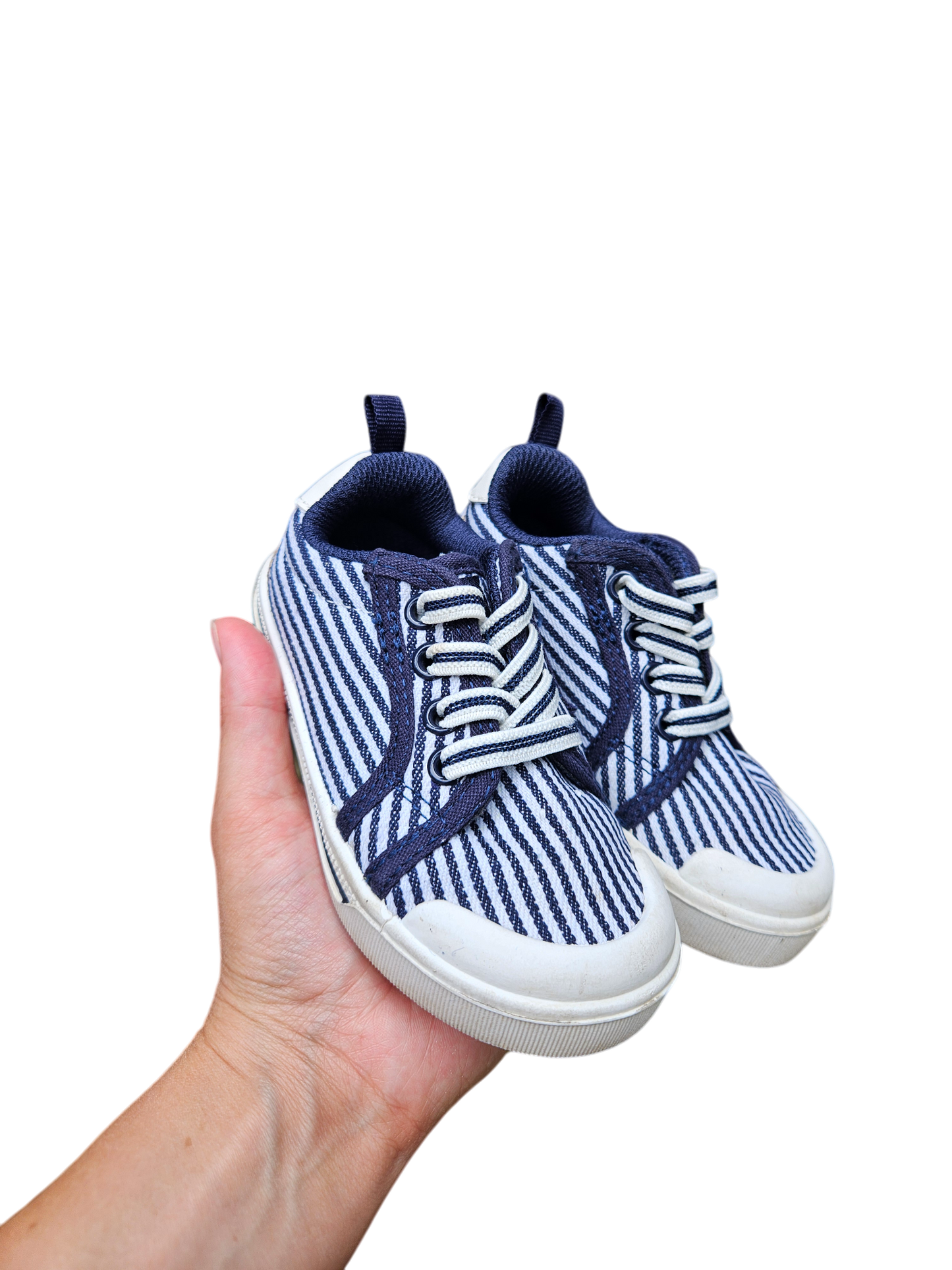 Oshkosh hickory stripe slip ons US6