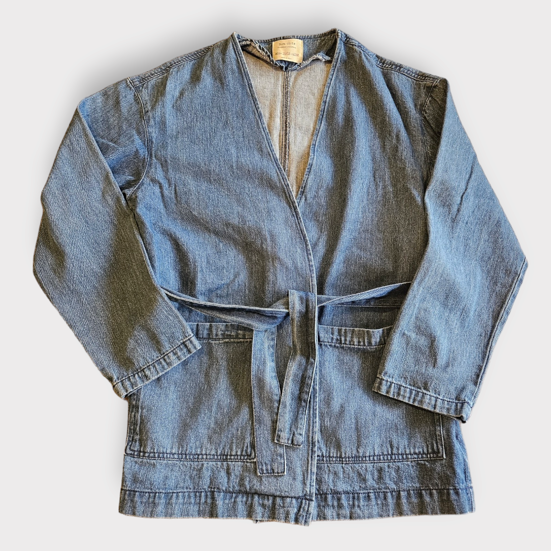 Zara girls denim jacket with tie waist 11-12y