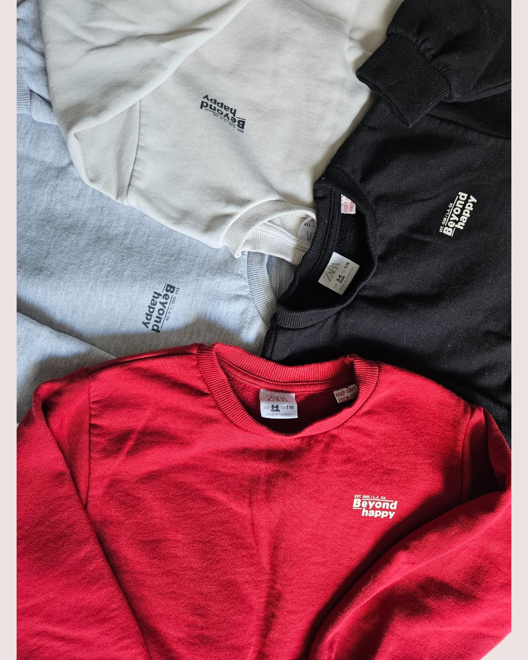 Zara "Beyond Happy" Crewneck 5-6T Set of 4