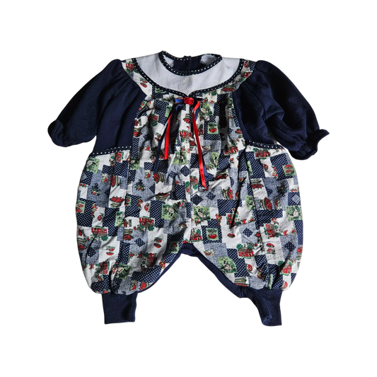 farm/apple print romper 6-12m