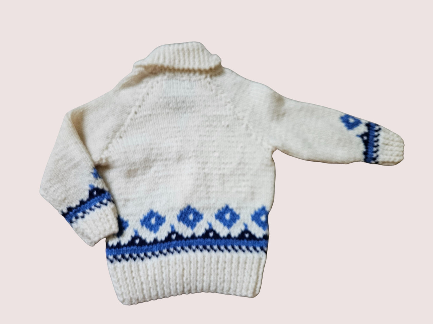 Handknit zip cardigan sweater approx 4-6y