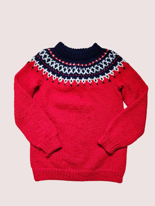 Handknit fair isle sweater approx 8-10Y