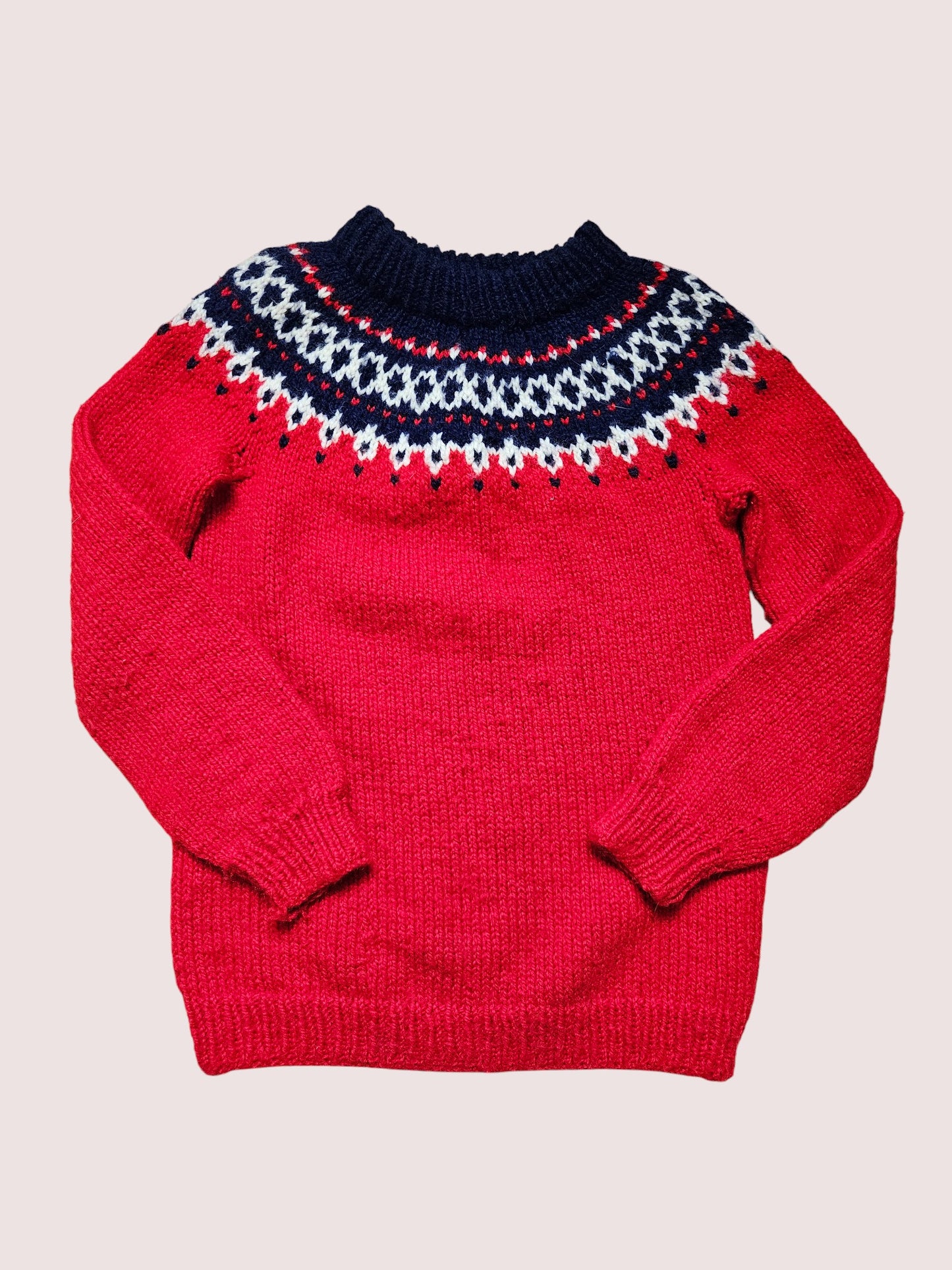 Handknit fair isle sweater approx 8-10Y