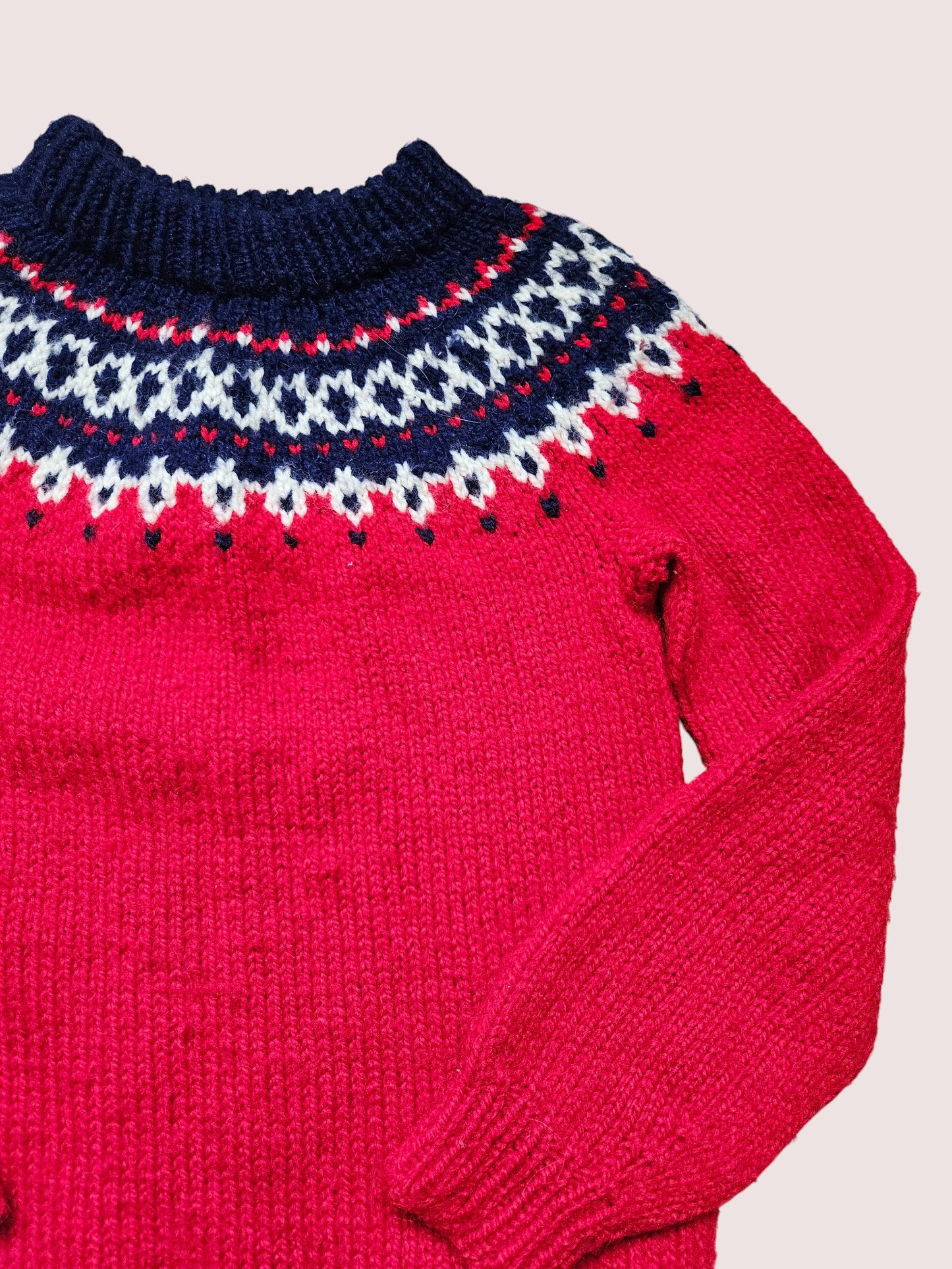 Handknit fair isle sweater approx 8-10Y