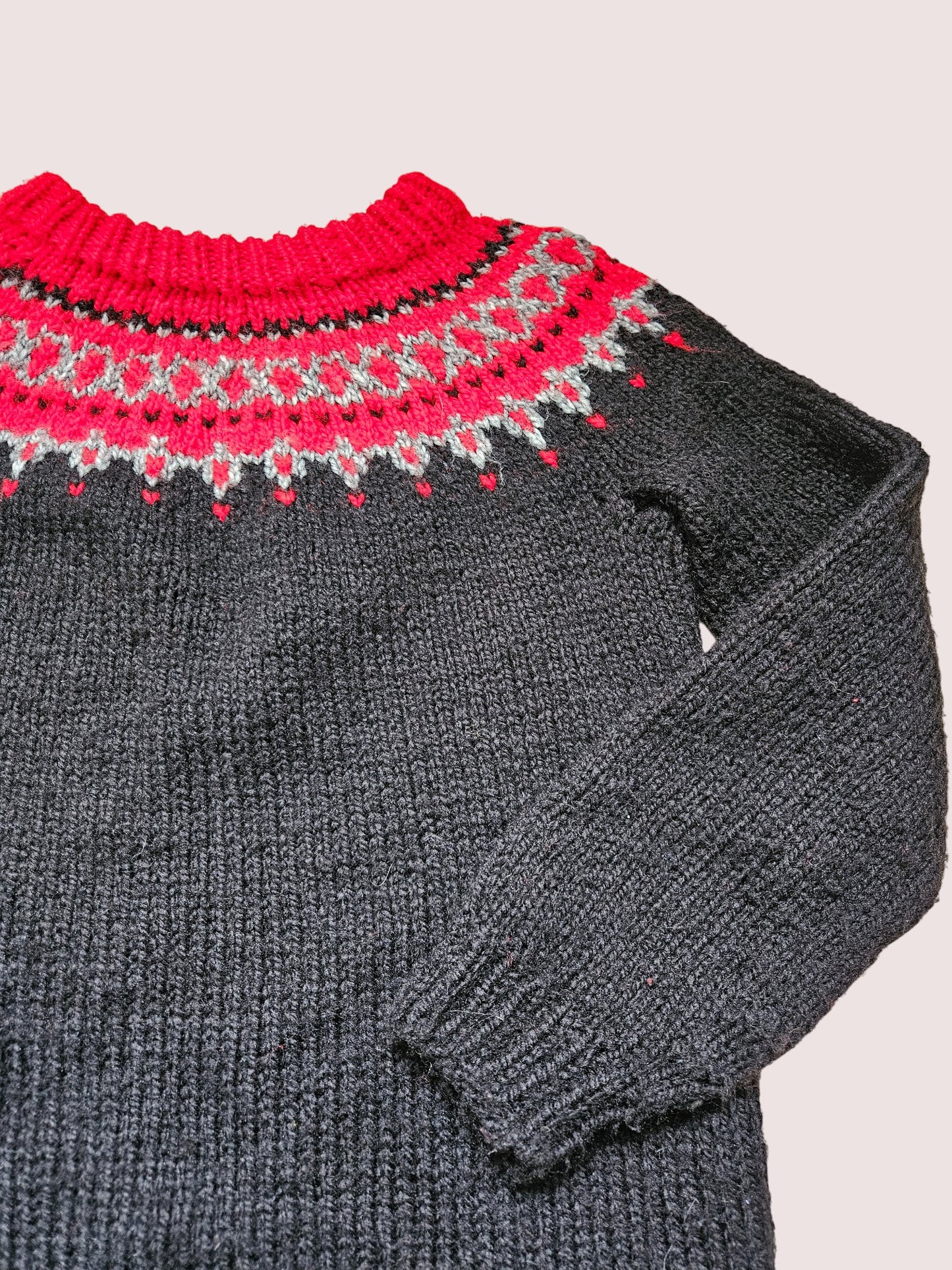 Handknit fair isle sweater approx 8-10Y Black