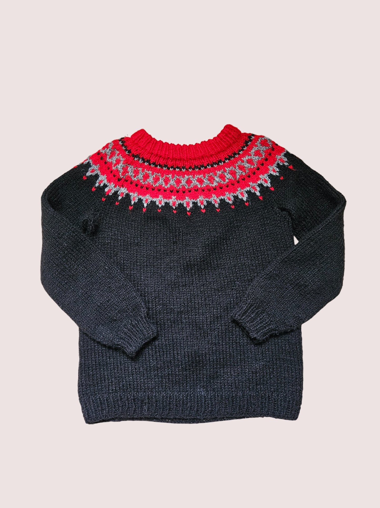Handknit fair isle sweater approx 8-10Y Black