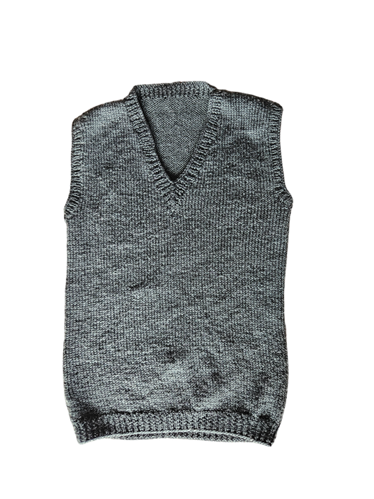 Handknit grey sweater vest approx 4-7y