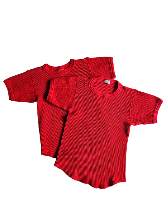 Vintage red waffle knit tee Size M approx 3-5Y