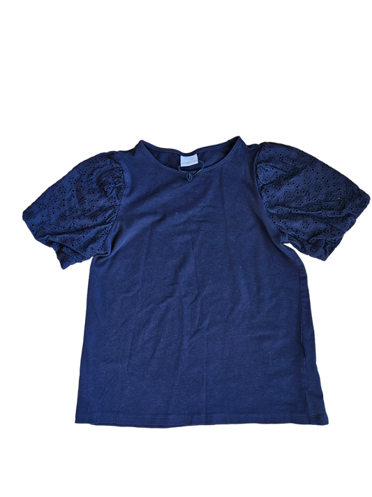 Zara navy tee with eyelet sleeves Size 10