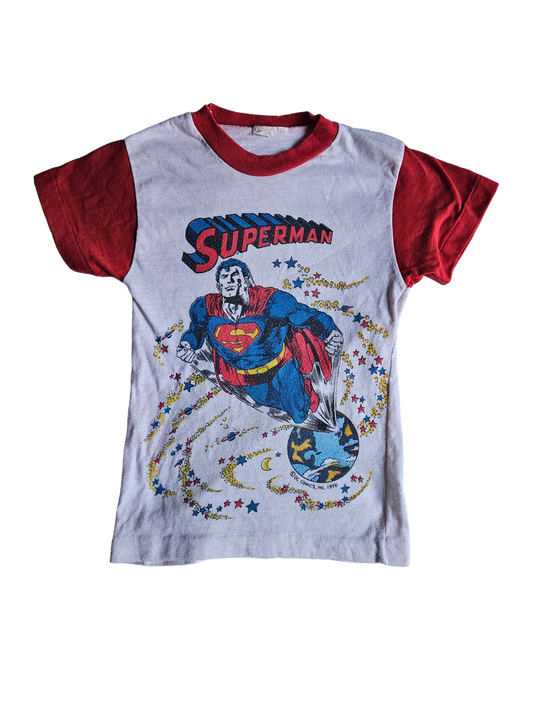 Vintage 70s Superman ringer tee Approx 2-4T