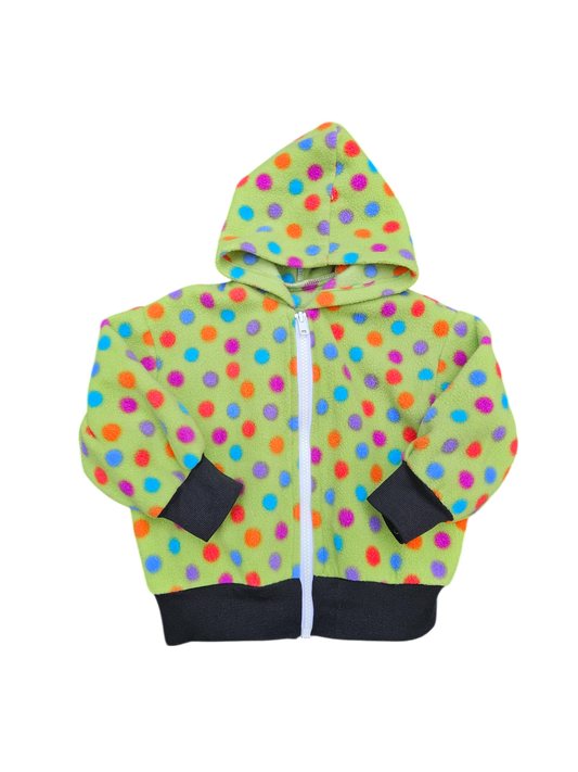 Handmade polka dot fleece jacket 12-24m